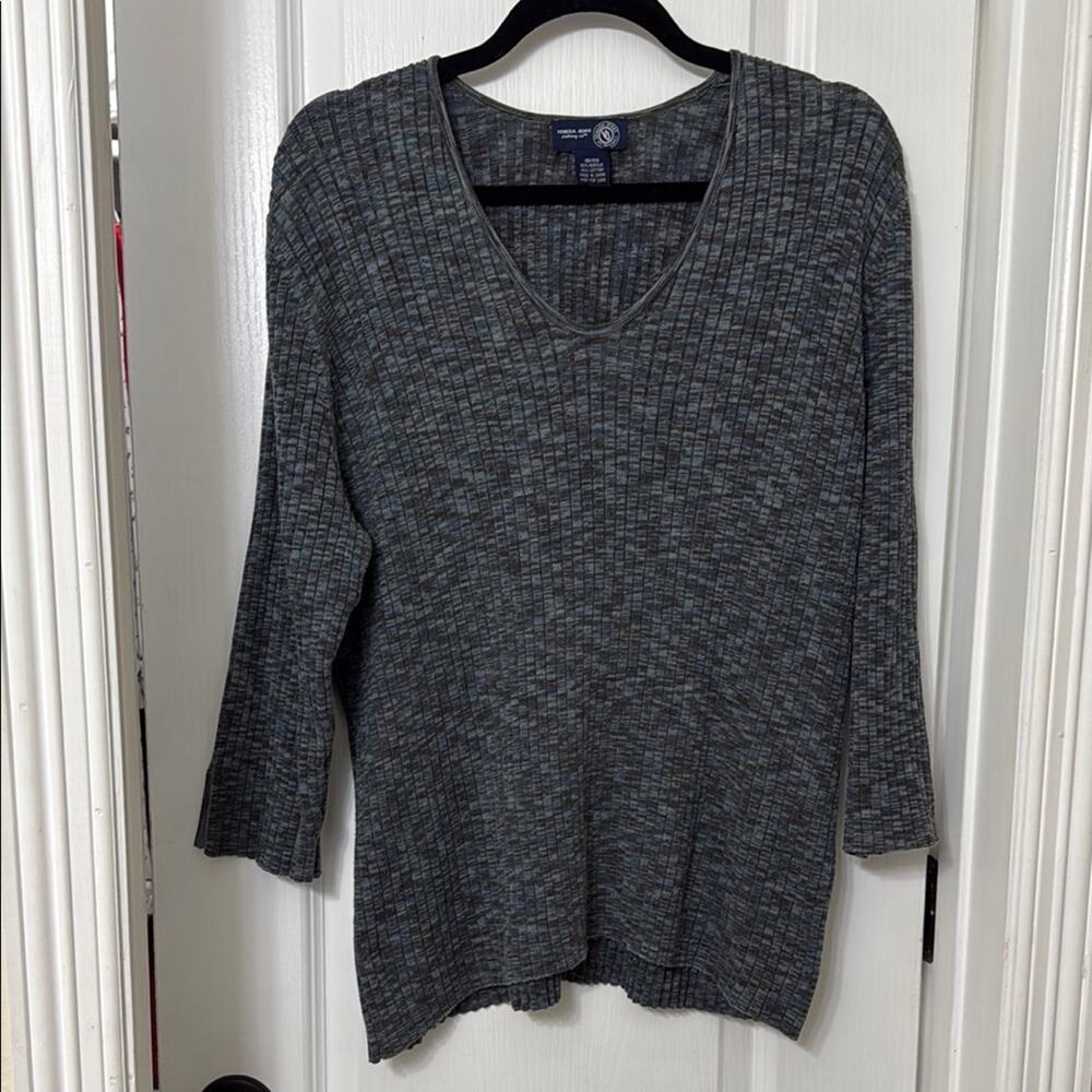 Venezia jeans crop sleeve sweater top blue gray size 18–20